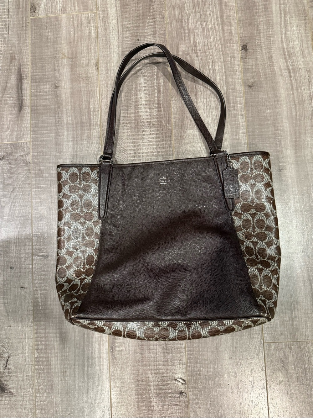 Coach Brown Signature Canvas & Leather Shoulder Tote